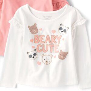 NWT The Children’s Place Toddler Girls Bear Top 3-Pack - toasted cashew
